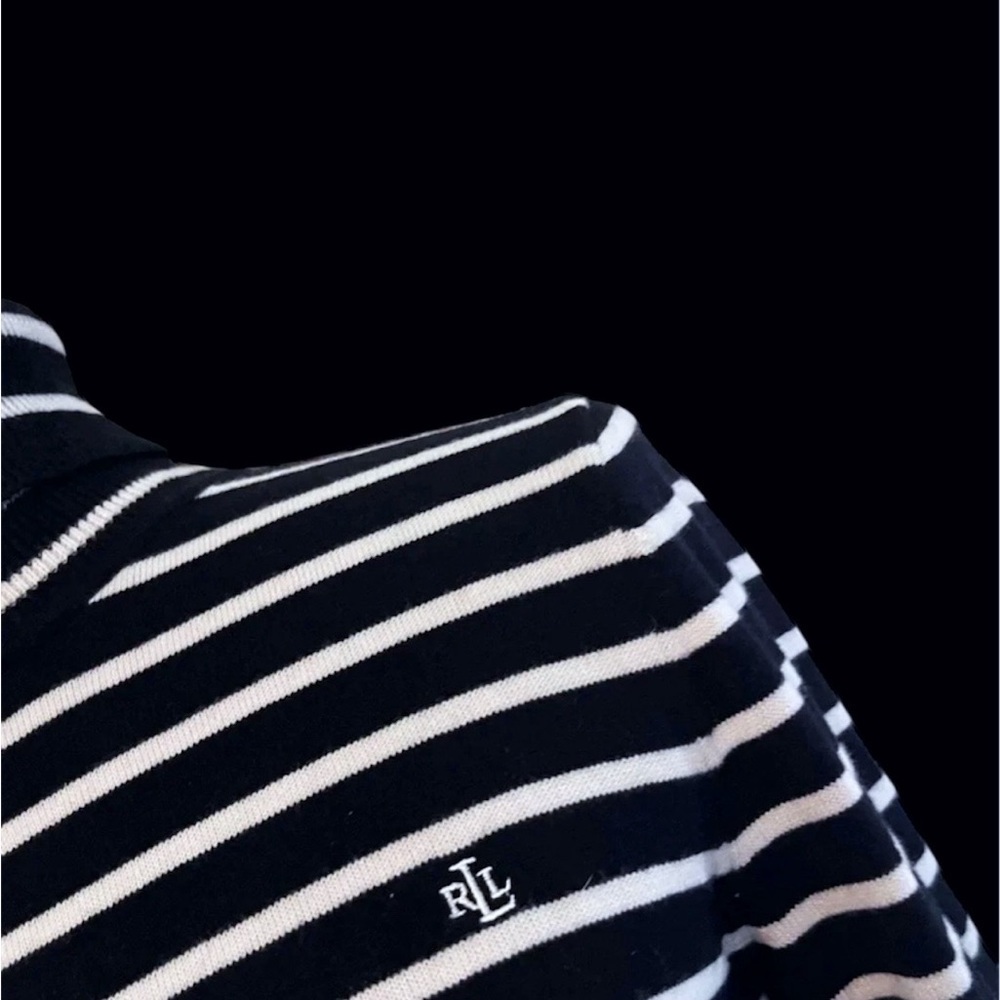 Lauren Ralph Lauren stripe turtleneck top classic preppy chic - Picture 3 of 5